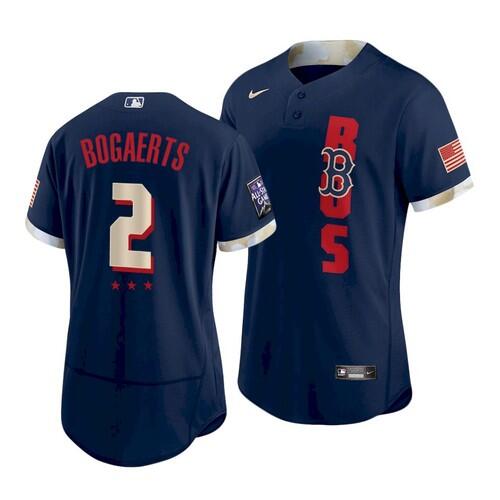 Men's Boston Red Sox #2 Xander Bogaerts 2021 Navy All-Star Flex Base Stitched Baseball Jersey